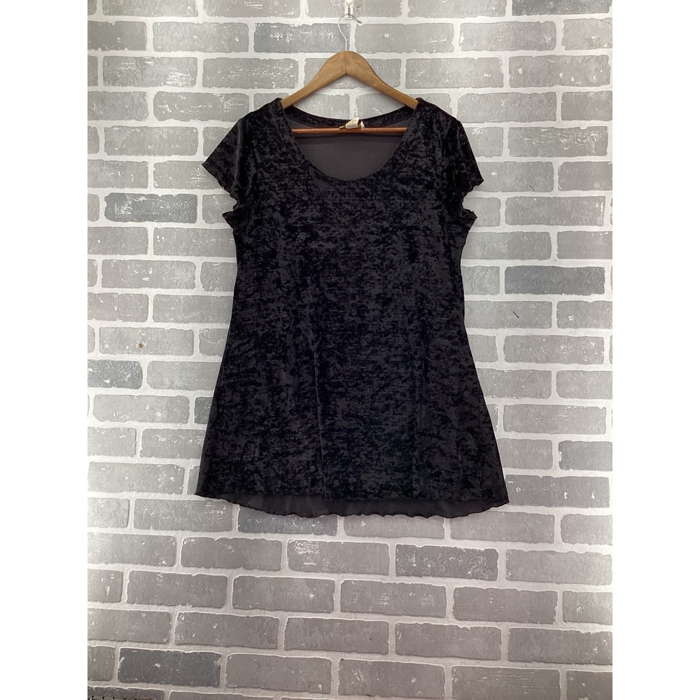 Vintage Victorias Secret Gold Label Black Crushed Velvet Tunic Top Medium